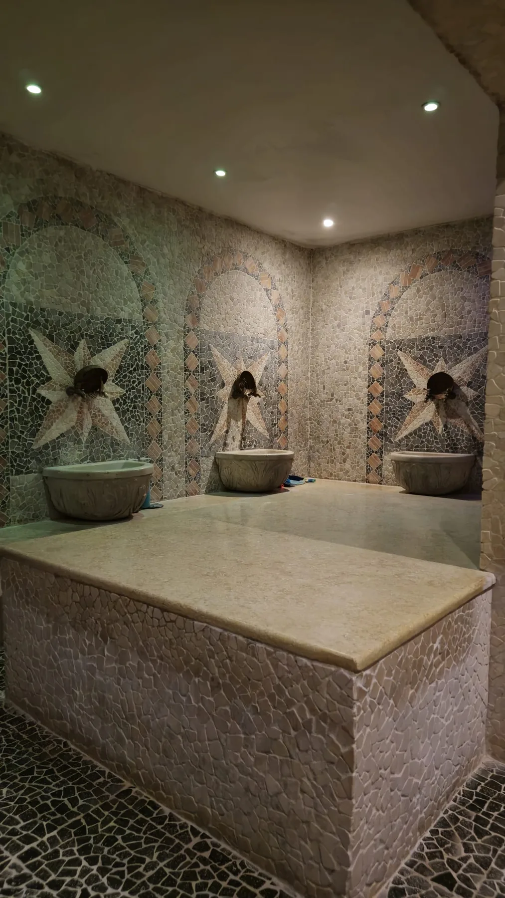 The tiled hammam room