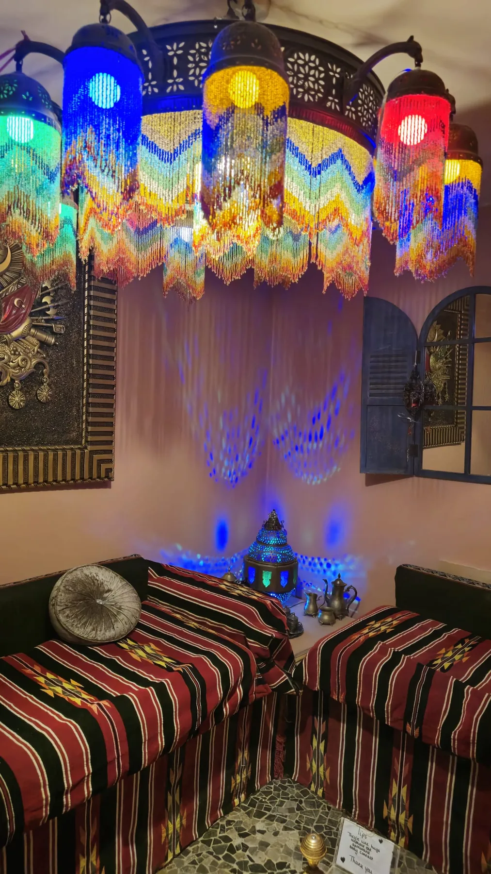 The lounge with colourful lanterns